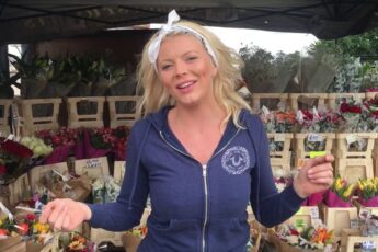 Natasha Boon at her flower stall