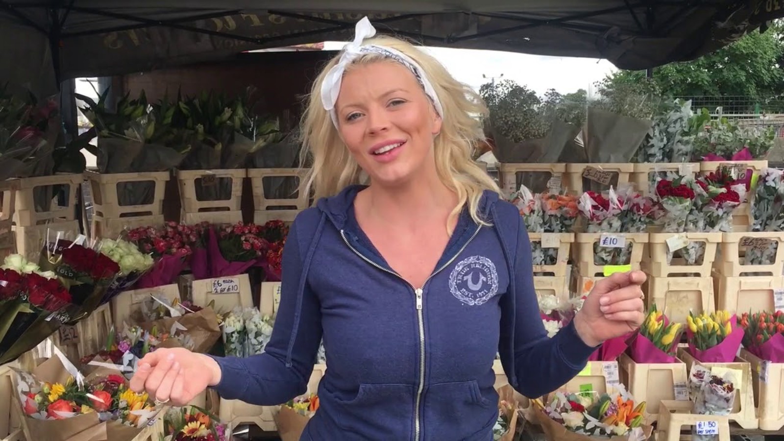 Natasha Boon at her flower stall